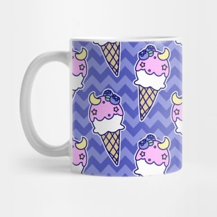 Blueberry Icecream Cone Chevron Pattern Mug